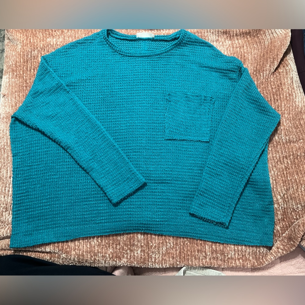 Zenana Outfitters Teal Knit Top - S/M